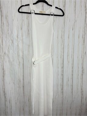 Michael Kors white belted dress with slit